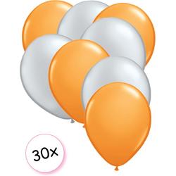 Ballonnen Oranje & Zilver 30 stuks 27 cm